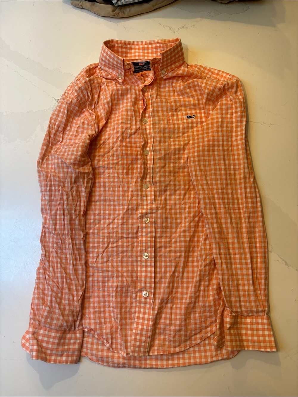 Vineyard Vines Orange Gingham Button-Down Shirt - Men